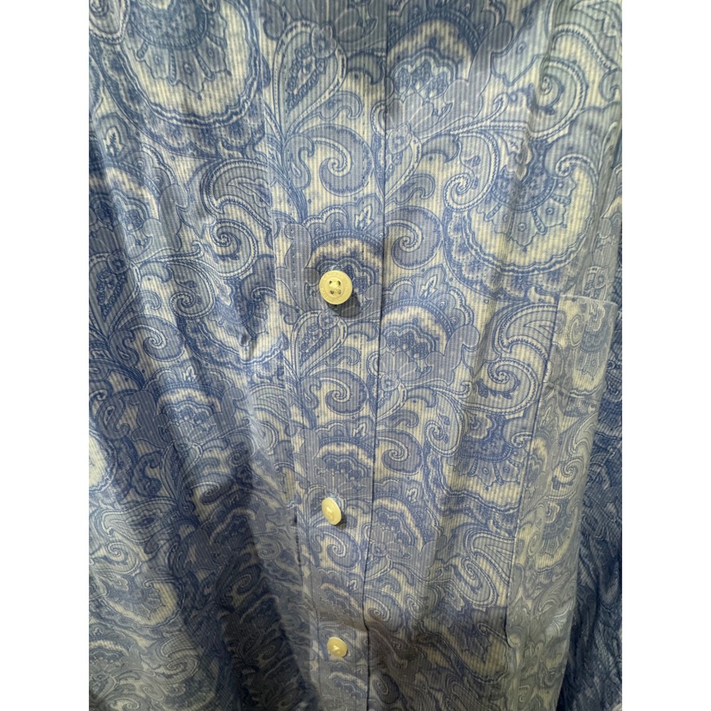 Lauren Ralph Lauren Mens XL Blue Paisley Stretch Dress‎ Shirt Regular 17 34/35 - Picture 2 of 7